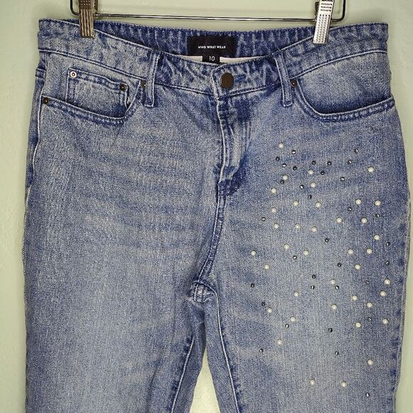 Who What Wear Vintage Wash Beaded Jean Denim - Picture 3 of 7